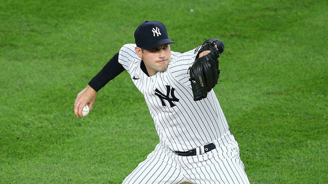NEW YORK, NEW YORK - AUGUST 02: Adam Ottavino #0 of the New York Yankees in action against the Boston Red Sox at Yankee Stadium on August 02, 2020 in New York City. New York Yankees defeated the Boston Red Sox 9-7.