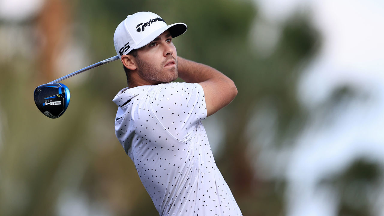 LA QUINTA, CALIFORNIA - JANUARY 22: Matthew Wolff plays his shot from the ninth tee during the second round of The American Express tournament on the Jack Nicklaus Tournament Course at PGA West on January 22, 2021 in La Quinta, California.