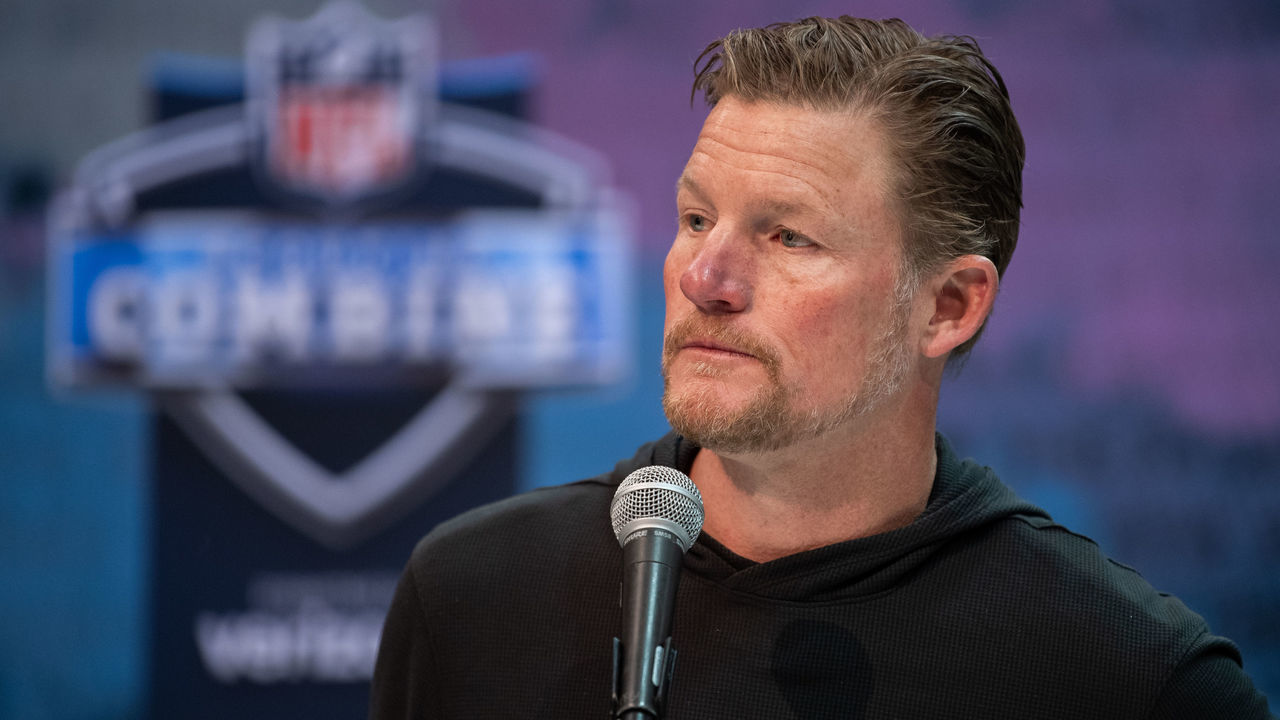 INDIANAPOLIS, IN - FEBRUARY 28: Los Angeles Rams general manager Les Snead answers questions from the media during the NFL Scouting Combine on February 28, 2019 at the Indiana Convention Center in Indianapolis, IN.