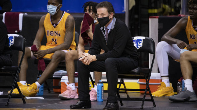 NEWARK, NJ - NOVEMBER 30: Head coach Rick Pitino of Iona Gaels at Prudential Center on November 30, 2020 in Newark, New Jersey.