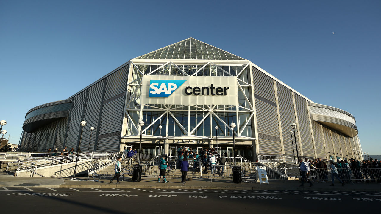 SAN JOSE, CALIFORNIA - OCTOBER 04: A general view of the exterior of the SAP Center before the San Jose Sharks game against the Vegas Golden Knights on October 04, 2019 in San Jose, California.