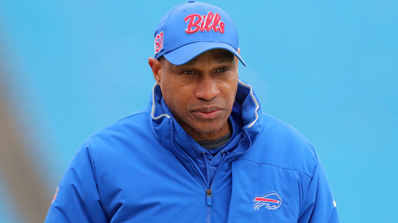 ORCHARD PARK, NY - DECEMBER 29: Buffalo Bills defensive coach Leslie Frazier walks the field before a game against the New York Jets at New Era Field on December 29, 2019 in Orchard Park, New York. Jets beat the Bills 13 to 6.