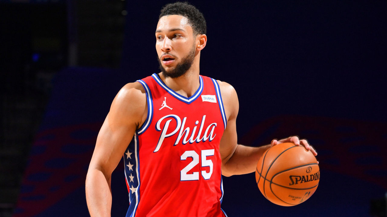 PHILADELPHIA, PA - JANUARY 27: Ben Simmons #25 of the Philadelphia 76ers handles the ball against the Los Angeles Lakers on January 27, 2021 at Wells Fargo Center in Philadelphia, Pennsylvania. NOTE TO USER: User expressly acknowledges and agrees that, by downloading and/or using this Photograph, user is consenting to the terms and conditions of the Getty Images License Agreement. Mandatory Copyright Notice: Copyright 2021 NBAE