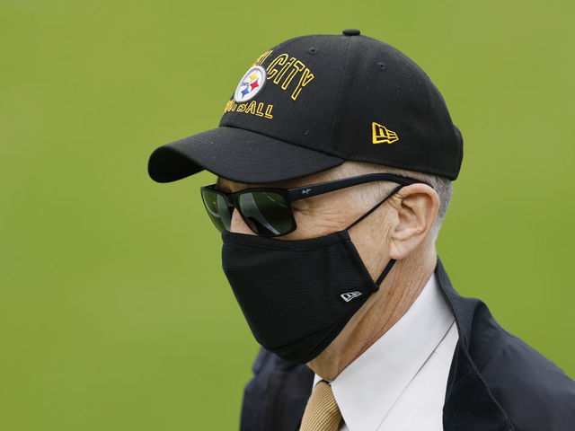 JACKSONVILLE, FLORIDA - NOVEMBER 22: Owner Art Rooney II of the Pittsburgh Steelers looks on during warmups prior to the game against the Jacksonville Jaguars at TIAA Bank Field on November 22, 2020 in Jacksonville, Florida.