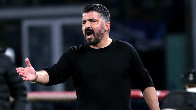NAPLES, ITALY - JANUARY 28: Gennaro Gattuso Head Coach of SSC Napoli reacts during the Coppa Italia match between SSC Napoli and Spezia Calcio at Stadio Diego Armando Maradona on January 28, 2021 in Naples, Italy.