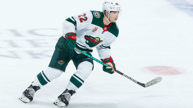ANAHEIM, CA - JANUARY 18: Kevin Fiala #22 of the Minnesota Wild skates against the Anaheim Ducks during the third period of the game at Honda Center on January 18, 2021 in Anaheim, California.