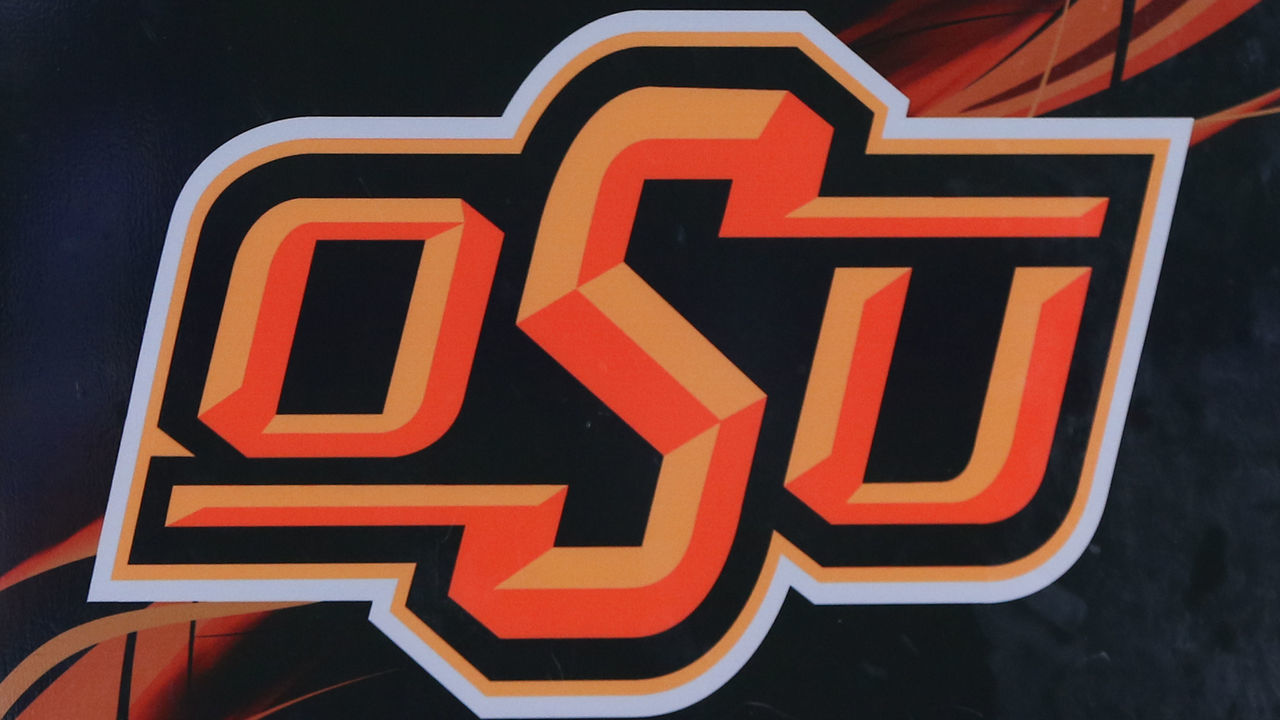 MANHATTAN, KS - OCTOBER 13: The Oklahoma State logo on a drum during a Big 12 football game between the Oklahoma State Cowboys and Kansas State Wildcats on October 13, 2018 at Bill Snyder Family Stadium in Manhattan, KS. Kansas State won 31-12.