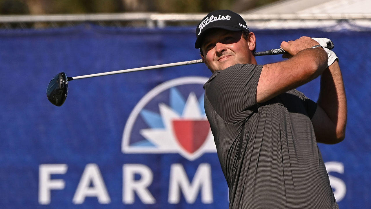 SAN DIEGO, CA - JANUARY 30: Patrick Reed tees off on the ninth hole during the third round of the Farmers Insurance Open at Torrey Pines South on January 30, 2021 in San Diego, California.