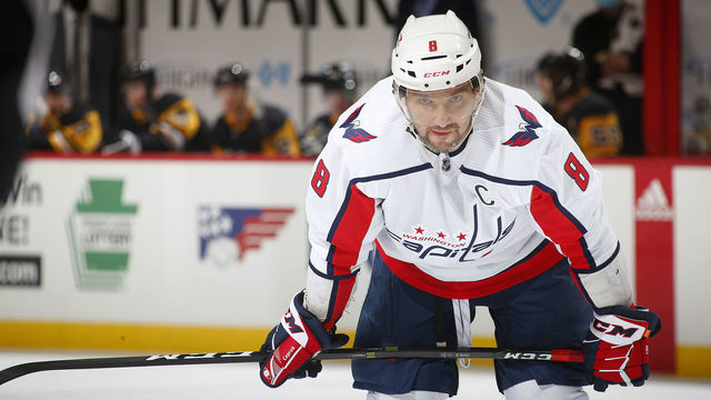 PITTSBURGH, PA - JANUARY 19: Alex Ovechkin #8 of the Washington Capitals in action against the Pittsburgh Penguins at PPG PAINTS Arena on January 19, 2021 in Pittsburgh, Pennsylvania.