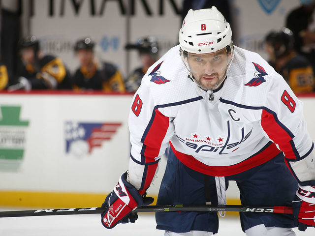 PITTSBURGH, PA - JANUARY 19: Alex Ovechkin #8 of the Washington Capitals in action against the Pittsburgh Penguins at PPG PAINTS Arena on January 19, 2021 in Pittsburgh, Pennsylvania.