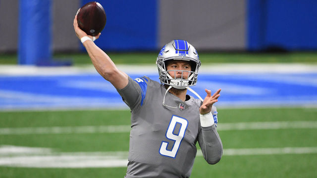 DETROIT, MICHIGAN - DECEMBER 26: Matthew Stafford #9 of the Detroit Lions warms up prior to a game against the Tampa Bay Buccaneers at Ford Field on December 26, 2020 in Detroit, Michigan.