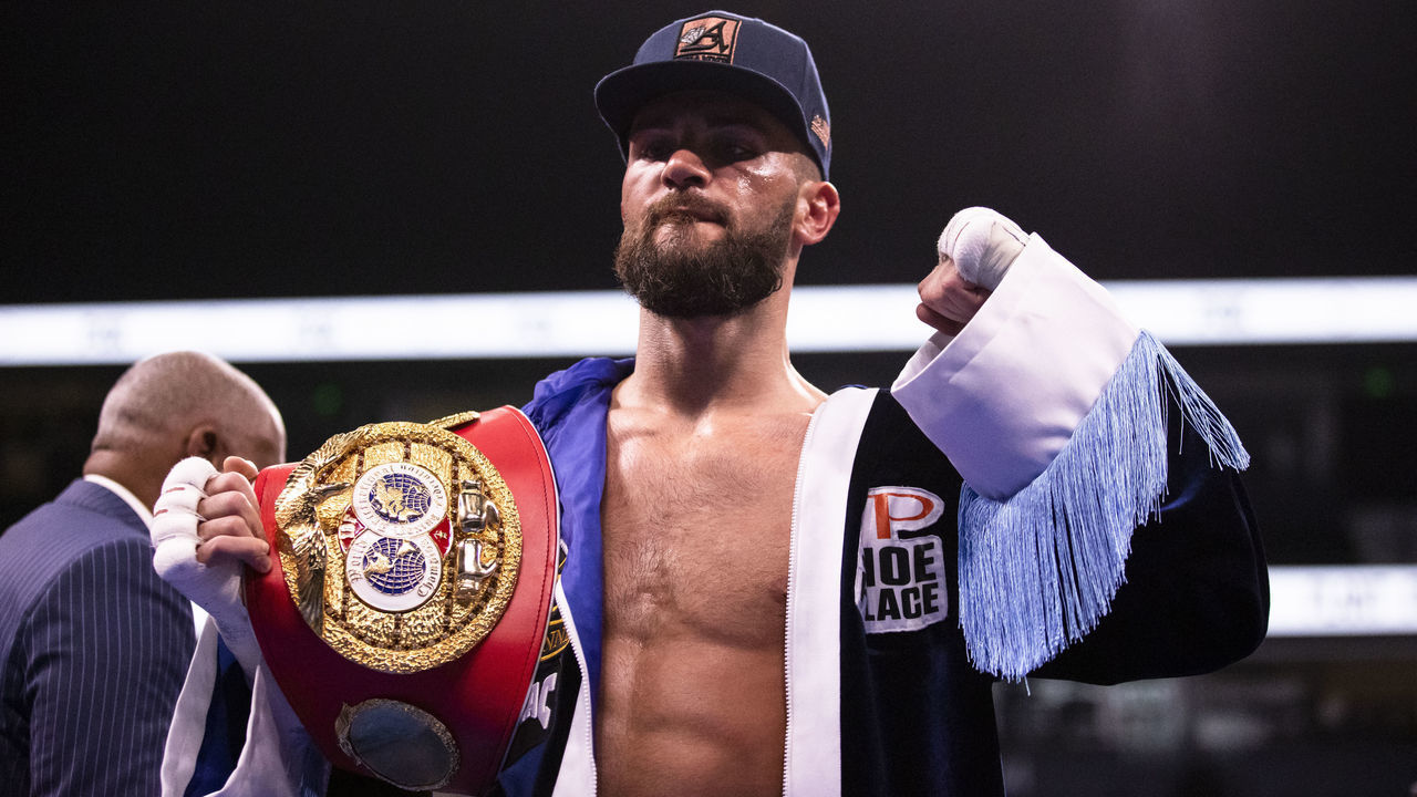 NASHVILLE, TN - FEBRUARY 15: Caleb Plant of United States poses with his championship belt after defeating Vincent Feigenbutz of Germany in their IBF world super middleweight championship bout at Bridgestone Arena on February 15, 2020 in Nashville, Tennessee. Plant defeats Feigenbutz by TKO during the tenth round.