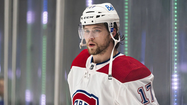 VANCOUVER, BC - JANUARY 20: Josh Anderson #17 of the Montreal Canadiens in the pre-game warm up prior to NHL hockey action against the Vancouver Canucks at Rogers Arena on January 20, 2021 in Vancouver, Canada.