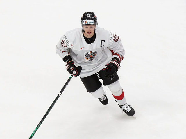 EDMONTON, AB - DECEMBER 26: Marco Rossi #23 of Austria skates against the United States during the 2021 IIHF World Junior Championship at Rogers Place on December 26, 2020 in Edmonton, Canada.