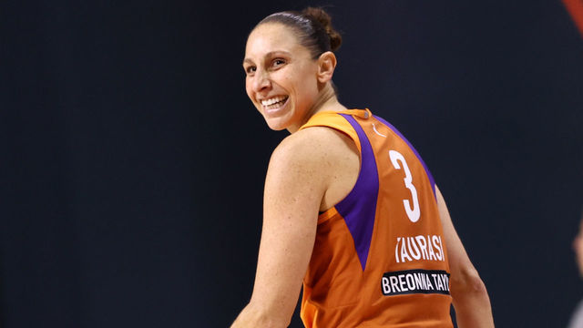 PALMETTO, FL - SEPTEMBER 17: Diana Taurasi #3 of the Phoenix Mercury smiles during the game against the Minnesota Lynx on September 17, 2020 at Feld Entertainment Center in Palmetto, Florida. NOTE TO USER: User expressly acknowledges and agrees that, by downloading and/or using this Photograph, user is consenting to the terms and conditions of the Getty Images License Agreement. Mandatory Copyright Notice: Copyright 2020 NBAE