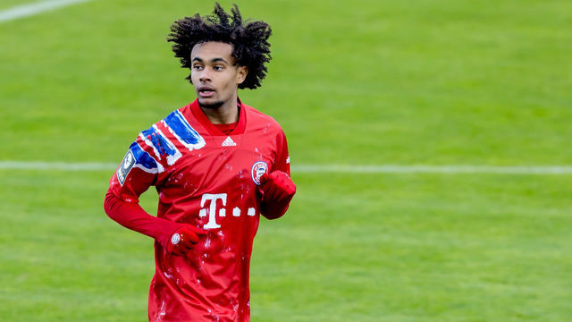 MUNICH, GERMANY - JANUARY 09: (BILD ZEITUNG OUT) Joshua Zirkzee of FC Bayern Muenchen II looks on during the 3. Liga match between Bayern Muenchen II and TSV 1860 Muenchen at Stadion an der Gruenwalder Straße on January 9, 2021 in Munich, Germany.