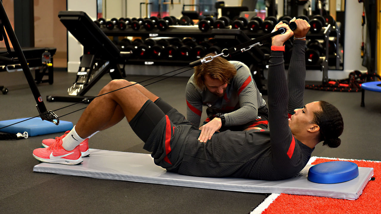 KIRKBY, ENGLAND - DECEMBER 04: (THE SUN OUT, THE SUN ON SUNDAY OUT) Virgil van Dijk of Liverpool during a training session at AXA Training Centre on December 04, 2020 in Kirkby, England.