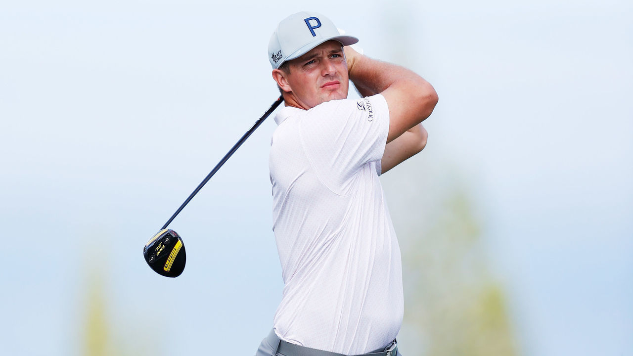 KAPALUA, HAWAII - JANUARY 06: Bryson DeChambeau of the United States plays a shot from the 16th tee during a practice round prior to the Sentry Tournament Of Champions on the Plantation Course at Kapalua Golf Club on January 06, 2021 in Kapalua, Hawaii.