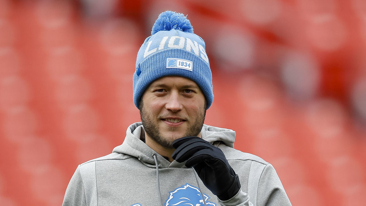 LANDOVER, MD - NOVEMBER 24: Matthew Stafford #9 of the Detroit Lions looks on before the game against the Washington Redskins at FedExField on November 24, 2019 in Landover, Maryland.
