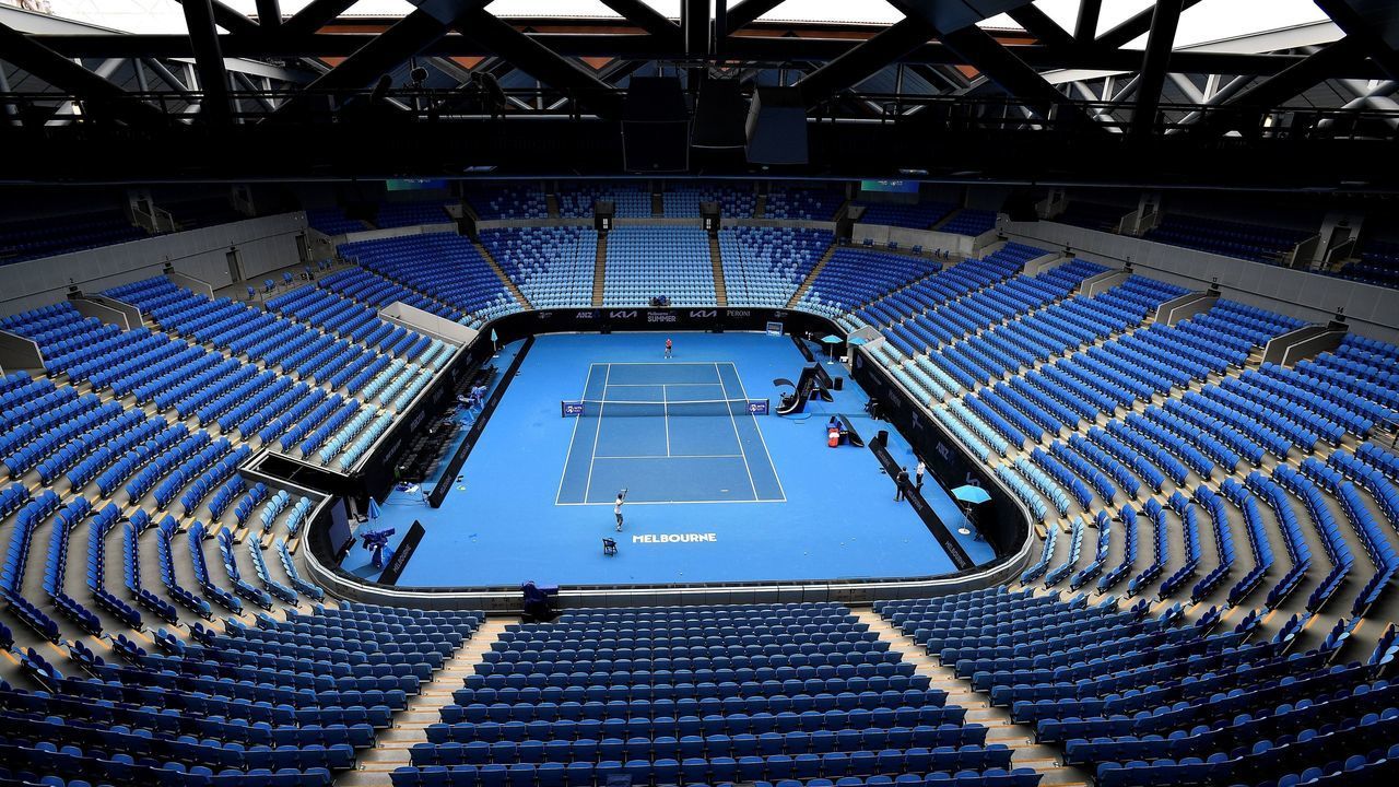 A general view of Margaret Court Arena is seen in Melbourne on February 4, 2021, as preparations for the Australian Open were thrown into chaos when up to 600 players and officials were told to isolate and get tested after a hotel staff member tested positive for Covid-19 coronavirus.
