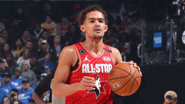 CHICAGO, IL - FEBRUARY 16: Trae Young #24 of Team Giannis dribbles the ball up court during the 69th NBA All-Star Game on February 16, 2020 at the United Center in Chicago, Illinois. Mandatory Copyright Notice: Copyright 2020 NBAE