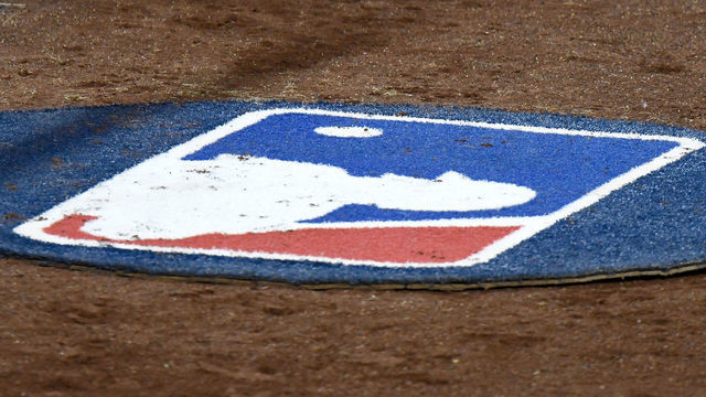 WASHINGTON, DC - SEPTEMBER 21: The MLB logo on the on deck circle mat during the game between the Washington Nationals and the Philadelphia Phillies at Nationals Park on September 21, 2020 in Washington, DC.