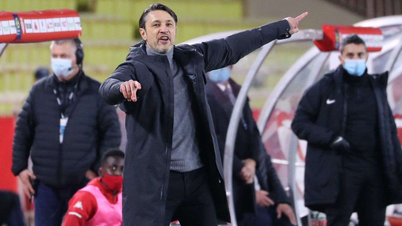 Monaco's Croatia head coach Niko Kovac reacts during the French L1 football match between AS Monaco and OGC Nice at the "Louis II Stadium" in Monaco on February 3, 2021.