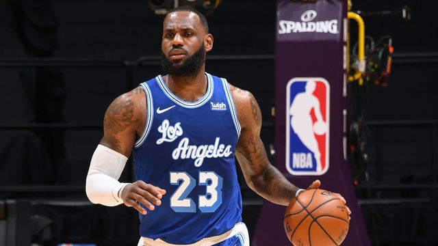LOS ANGELES, CA - FEBRUARY 4: LeBron James #23 of the Los Angeles Lakers handles the ball during the game against the Denver Nuggets on February 4, 2021 at STAPLES Center in Los Angeles, California. NOTE TO USER: User expressly acknowledges and agrees that, by downloading and/or using this Photograph, user is consenting to the terms and conditions of the Getty Images License Agreement. Mandatory Copyright Notice: Copyright 2021 NBAE