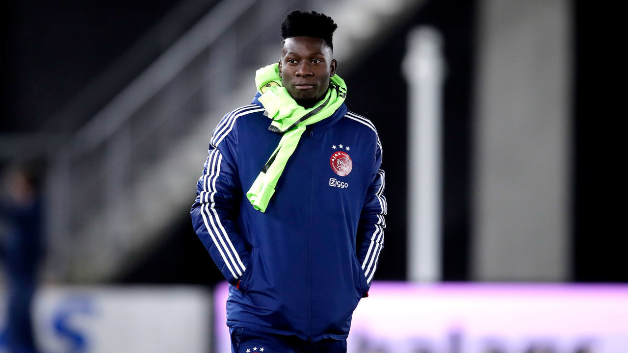 ALKMAAR, NETHERLANDS - JANUARY 20: Andre Onana of Ajax during the Dutch KNVB Beker match between AZ Alkmaar v Ajax at the AFAS Stadium on January 20, 2021 in Alkmaar Netherlands
