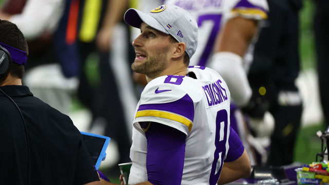 DETROIT, MI - JANUARY 03: Kirk Cousins #8 of the Minnesota Vikings looks on in the first quarter of the game against the Detroit Lions at Ford Field on January 3, 2021 in Detroit, Michigan.