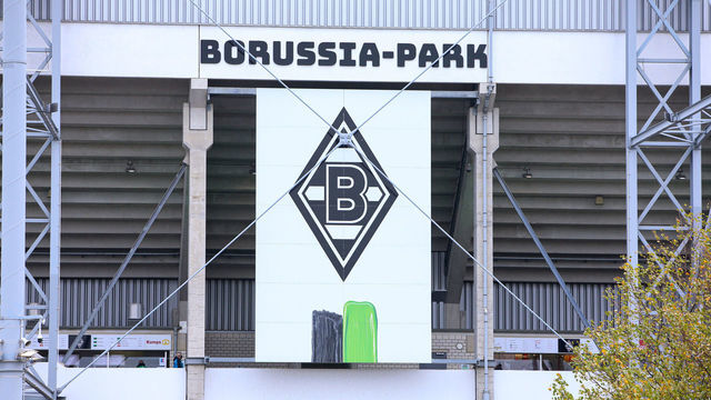 MONCHENGLADBACH, GERMANY - SEPTEMBER 26: Borussia Park Stadium, Borussia Monchengladbach Logo before the Bundesliga match between Borussia Monchengladbach and 1. FC Union Berlin at Borussia-Park on September 26, 2020 in Monchengladbach, Germany