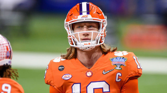 NEW ORLEANS, LA - JANUARY 01: Clemson Tigers quarterback Trevor Lawrence (16) warms up before the Allstate Sugar Bowl College Football Playoff Semifinal between the Ohio State Buckeyes and Clemson Tigers at the Mercedes-Benz Superdome on January 1, 2021 in New Orleans, LA.