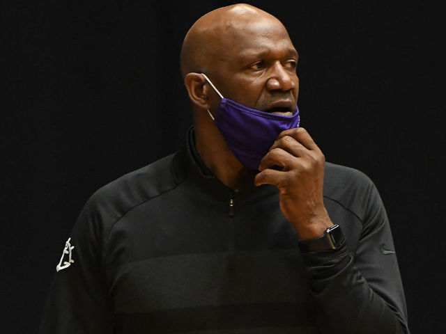 PORTLAND, OR - JANUARY 09: Portland Pilots head coach Terry Porter directs his team from the sideline during a WCC conference basketball game between the Gonzaga Bulldogs and Portland Pilots at the Chiles Center in Portland, Oregon.