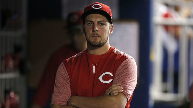 MIAMI, FLORIDA - AUGUST 28: Trevor Bauer #27 of the Cincinnati Reds looks on against the Miami Marlins at Marlins Park on August 28, 2019 in Miami, Florida.