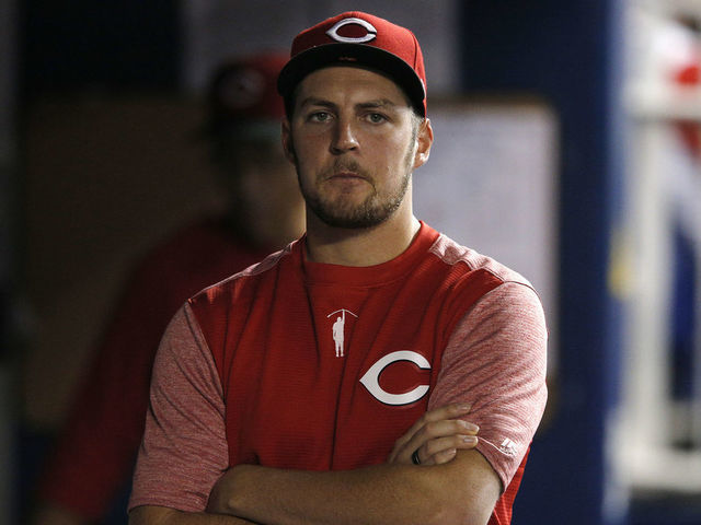 MIAMI, FLORIDA - AUGUST 28: Trevor Bauer #27 of the Cincinnati Reds looks on against the Miami Marlins at Marlins Park on August 28, 2019 in Miami, Florida.