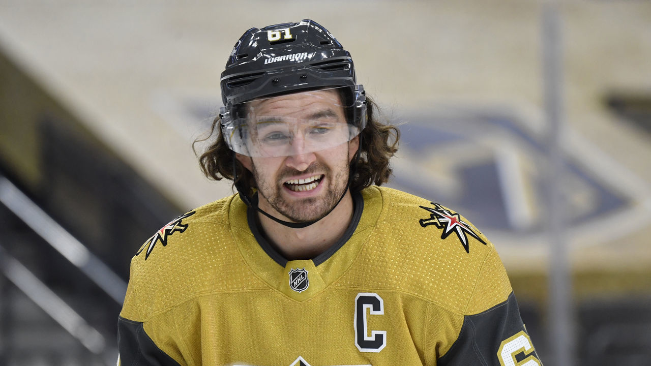 LAS VEGAS, NEVADA - FEBRUARY 07: Mark Stone #61 of the Vegas Golden Knights skates during the first period against the Los Angeles Kings at T-Mobile Arena on February 07, 2021 in Las Vegas, Nevada.