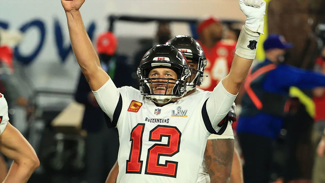 TAMPA, FLORIDA - FEBRUARY 07: Tom Brady #12 of the Tampa Bay Buccaneers celebrates winning Super Bowl LV against the Kansas City Chiefs at Raymond James Stadium on February 07, 2021 in Tampa, Florida.