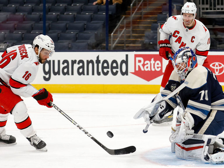 The student scored a definite goal in the Blue Jackets Hurricanes game