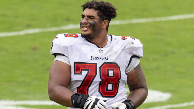 TAMPA, FLORIDA - OCTOBER 04: Tristan Wirfs #78 of the Tampa Bay Buccaneers looks on after a game against the Los Angeles Chargers at Raymond James Stadium on October 04, 2020 in Tampa, Florida.
