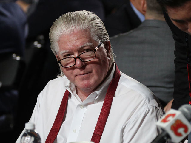 CHICAGO, IL - JUNE 24: President of hockey operations Brian Burke of the Calgary Flames attends the 2017 NHL Draft at United Center on June 24, 2017 in Chicago, Illinois.