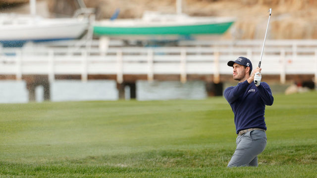 PEBBLE BEACH, CALIFORNIA - FEBRUARY 11: Patrick Cantlay of the United States plays a shot during the first round of the AT&T Pebble Beach Pro-Am at Pebble Beach Golf Links on February 11, 2021 in Pebble Beach, California.