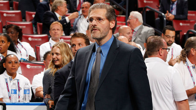 SUNRISE, FL - JUNE 26: General Manager Ron Hextall of the Philadelphia Flyers walks the draft floor during Round One of the 2015 NHL Draft at BB&T Center on June 26, 2015 in Sunrise, Florida.