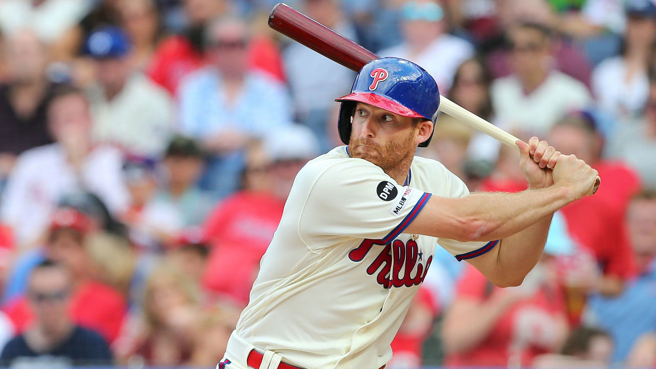 PHILADELPHIA, PA - SEPTEMBER 29: Brad Miller #33 of the Philadelphia Phillies in action against the Miami Marlins during a game at Citizens Bank Park on September 29, 2019 in Philadelphia, Pennsylvania.