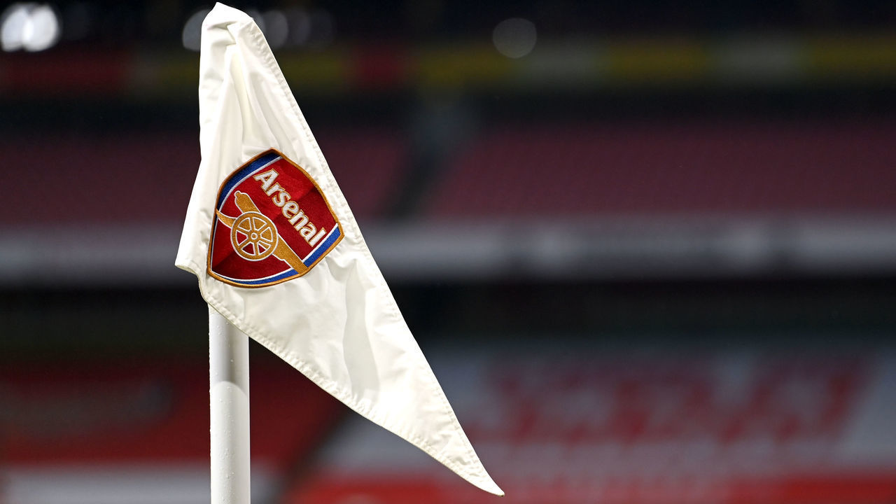 A general view of an Arsenal corner flag on the pitch prior to the beginning of the Premier League match at the Emirates Stadium, London. Picture date: Saturday January 30, 2021.
