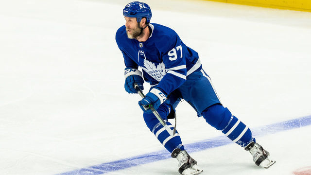 TORONTO, ON - JANUARY 18: Toronto Maple Leafs center Joe Thornton #97 skates against the Winnipeg Jets during the first period at the Scotiabank Arena on January 18, 2021 in Toronto, Ontario, Canada.