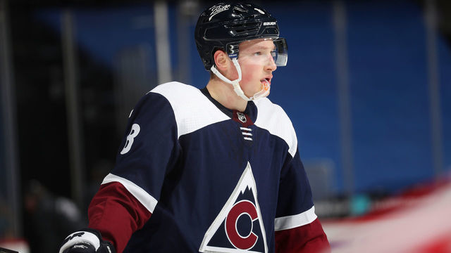 DENVER, COLORADO - FEBRUARY 02: Cale Makar #8 of the Colorado Avalanche looks on during a break in the action against the Minnesota Wild at Ball Arena on February 02, 2021 in Denver, Colorado.