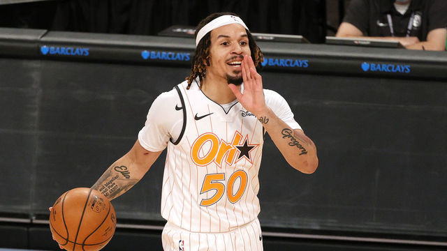 NEW YORK, NEW YORK - JANUARY 16: Cole Anthony #50 of the Orlando Magic calls a play during the second half against the Brooklyn Nets at Barclays Center on January 16, 2021 in the Brooklyn borough of New York City.