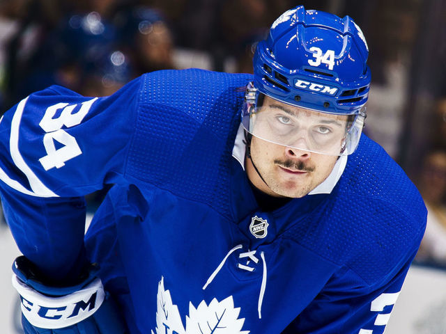 TORONTO, ON - OCTOBER 2: Auston Matthews #34 of the Toronto Maple Leafs skates looks on against the Ottawa Senators during the first period at the Scotiabank Arena on October 2, 2019 in Toronto, Ontario, Canada.