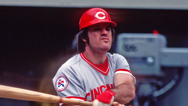 PITTSBURGH, PA - 1977: Pete Rose of the Cincinnati Reds bats during a Major League Baseball game against the Pittsburgh Pirates at Three Rivers Stadium in 1977 in Pittsburgh, Pennsylvania.