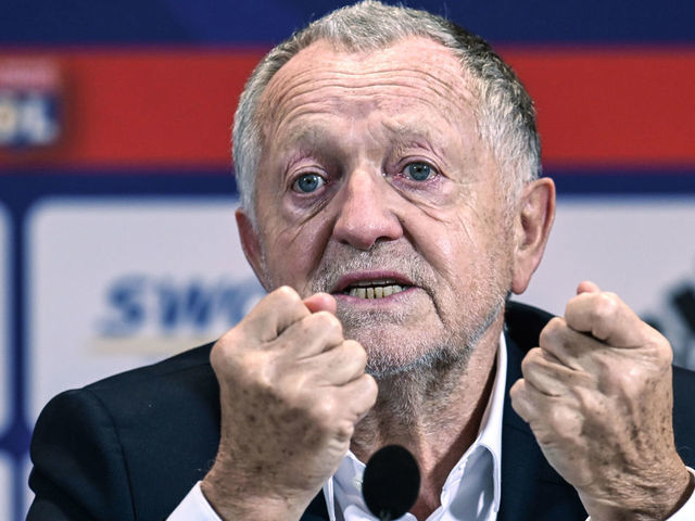 Olympique Lyonnais' president Jean-Michel Aulas speaks during a press conference to present the new players on January 25, 2021, at the Groupama Stadium in Decines-Charpieu near Lyon, central-eastern France.